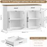 Sideboard, 120 cm Wide Kitchen Cabinet with Worktops, Kitchen Buffet Storage Cabinet with 2 Drawers and 4 Doors, Living Room, Kitchen, Hallway, White & Brown Image 2