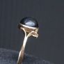 Antique 14K Solid Gold Star Diopside Ring Rare Black Asterism Cabochon Image 4