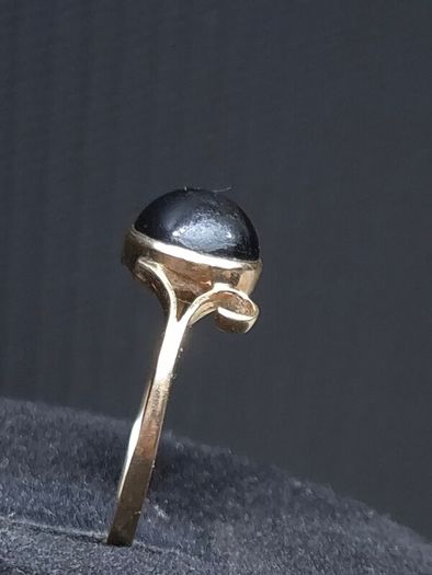 Antique 14K Solid Gold Star Diopside Ring Rare Black Asterism Cabochon