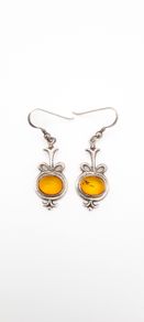Natural Honeycomb Amber On Sterling Silver Earrings