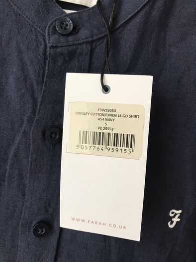 Farah shirt navy linen blend size small New with tags