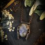 Antique Patinated Copper Wrapped Purple Labradorite Crystal on a Chunky Copper Chain Necklace Image 7