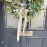 Faux eucalyptus wreath ,mixed foliage and bow detail Image 4