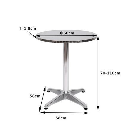 Silver-Adjustable Aluminium Bar Table