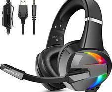 Gaming Headset for PS4 PS5 Xbox One PC Switch PS4 Headset with Noise Cancelling Mic, 3D Surround Sound Over Ear Gaming Headphones with RGB Light 3.5mm Jack (FREE POSTAGE)