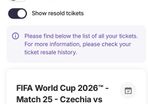 Two World Cup Tickets for Czechia v South Africa (18th June 2026) Atlanta