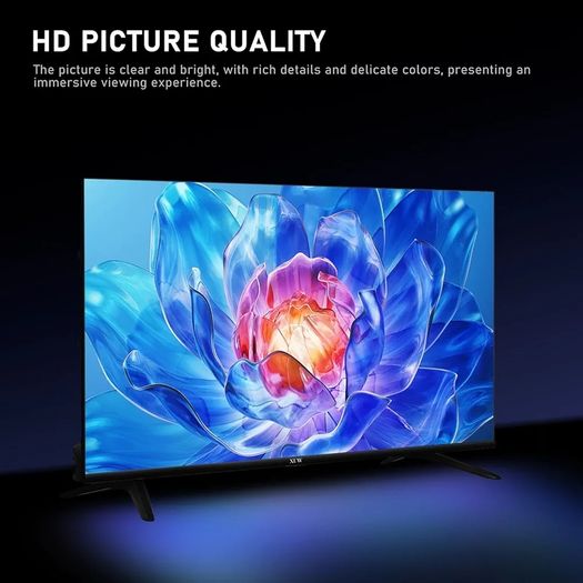 32 inch HD Smart TV, D-LED backlight Television, Borderless Design,HDMI USB DVB-T2/S2 RJ45 Interface, large screen for living room, bedroom, home entertainment - Black