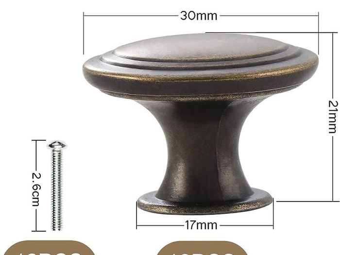 12PCS Vintage Cabinet Knobs Bronze Drawer Knobs, Antique Style Kitchen Cupboard Handles, 30mm Round Furniture Door Knobs