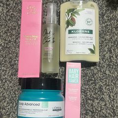 Loreal scalp shampoo, klorane repairing shampoo, only curls hair oil, hair brush baby hair tamer BNIB