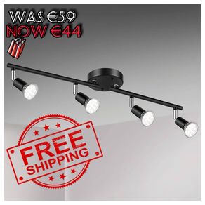 NEW SALE | 4 Way GU10 6W Ceiling Light Fitting, Spot Light Ceiling Spotlight Swiveling Lamp Light Bases Angle Adjustable for Kitchen Bedroom Living Room and Showroom