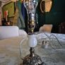 Vintage Mid Century marble.onyx brass gold metal ormate lamp base Image 5