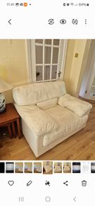 cream armchair