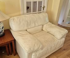 cream armchair