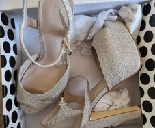 Gold silver high heels