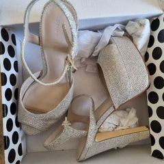Gold silver high heels