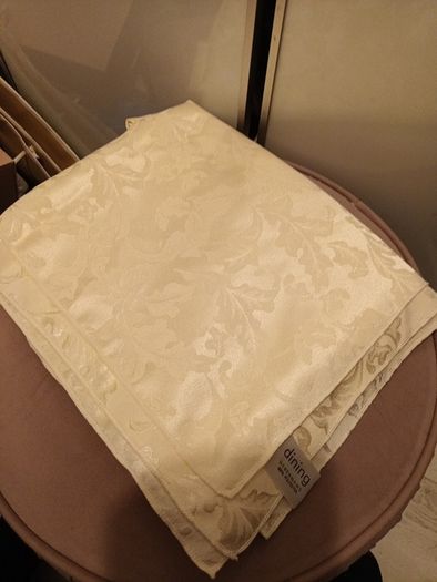 Cream embossed Table cloth