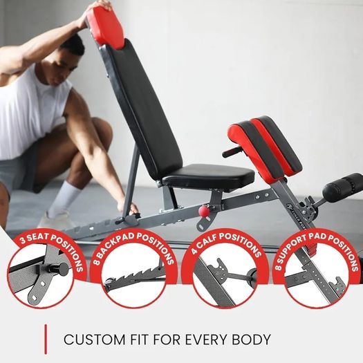 Multi-Functional FID Weight Bench for Full All-in-One Body Workout Hyper Back Extension, Roman Chair, Adjustable Ab Sit up Bench, Incline Decline Bench, Flat Bench