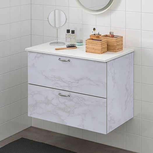 Marble Sticky Back Plastic Roll Self Adhesive Wallpaper Granite White Grey Contact Paper 30cmX2m Waterproof PVC Vinyl Film Upgrade for Kitchen Countertop Furniture Table Easy to Remove MULTIPLE SIZES AVAILABLE (FREE SHIPPING)