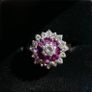 9K Gold Ruby and Gemstone Set Floral Motif Ladies Cluster Ring Set in 9 Carat Yellow Gold 375 Ring Size P - 3,76g Image 3