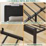 King Size Bed Frame with Wooden Storage Headboard, Metal Bed Frame King Size Bed Base/Mattress Foundation, Enhanced Support Noise Free, Black Image 3