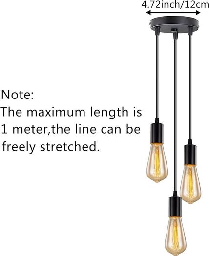 NEW SALE | Black Industrial Pendant Light with 3 Lights,Vintage Farmhouse Hanging Light