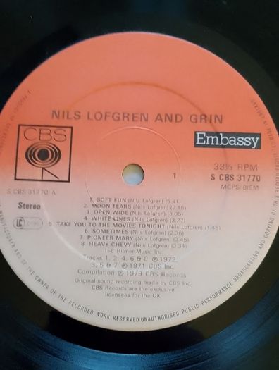 Nils Lofgren & Grin LP (1979) UK 1st Pressing Classic Rock Compilation Springsteen E-Street Band EX+