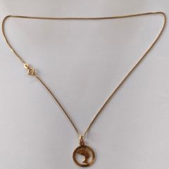 18 k / ct Gold Chain / Necklace with Pendant Queen Nefertiti