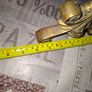 Solid Brass Gothic or Renaissance Revival Fire Dog, architectural finial at the top spearhead or spire Image 6