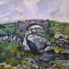 old stone bridge Sally gap watercolour