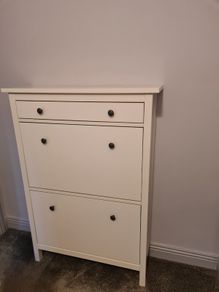 White Narrow Shoe Storage Cabinet