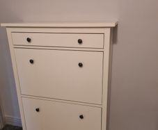 White Narrow Shoe Storage Cabinet