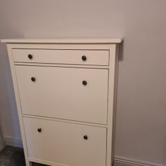 White Narrow Shoe Storage Cabinet