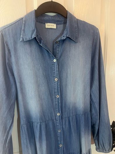 Susy Mix Soft Light Denim Tiered Dress - Size Medium / Size 12