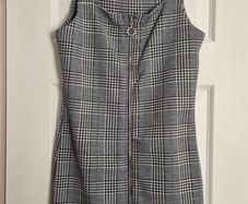 New Look Women/Girls Blue/Black Mix Checked Pinafore Bodycon Dress 12-13Y