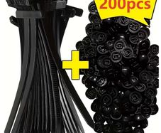 200pcs Heavy-Duty Self-Locking Nylon Cable Ties, Thickened High-Strength UV-Resistant Fasteners with Tool-Free Locking Mechanism, Durable and Flexible,