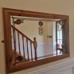 Mirror Oak with lead and stained glass