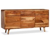 Sideboard Solid Wood with Carved Doors 160x40x75 cm