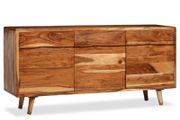 Sideboard Solid Wood with Carved Doors 160x40x75 cm