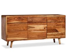 Sideboard Solid Wood with Carved Doors 160x40x75 cm