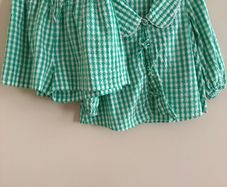 Marks and Spencers girls  green and white gingham shorts and tie-front top set.