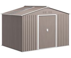 Metal Tool Shed with Sliding Doors and Ventilation Windows, 277 x 195 x 192 cm, Light Gray
