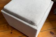 Gray Footstool and Tea Tray