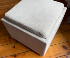 Gray Footstool and Tea Tray