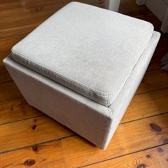Gray Footstool and Tea Tray