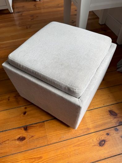 Gray Footstool and Tea Tray