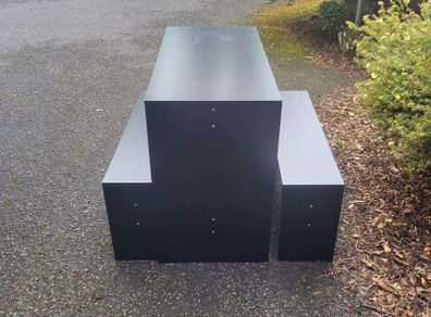 Black bench table with 2 seating benches