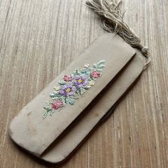 Vintage comb and mirror case petit point embroidery
