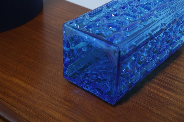 Vintage Swedish Blue Glass Table Lamp, 1960s.