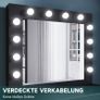 dressing table with stool, illuminated mirror, drawers, cosmetic table with 12 lights, 10 adjustable brightness, 3 colors, dressing table chest of drawers for bedroom, black, 80x40x140cm. Image 5