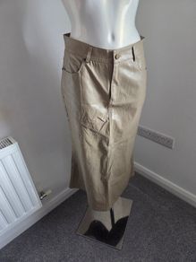 New with tag. Nina Murati PU Khaki/Beige Pencil Skirt.  Size M. Fits 8-10